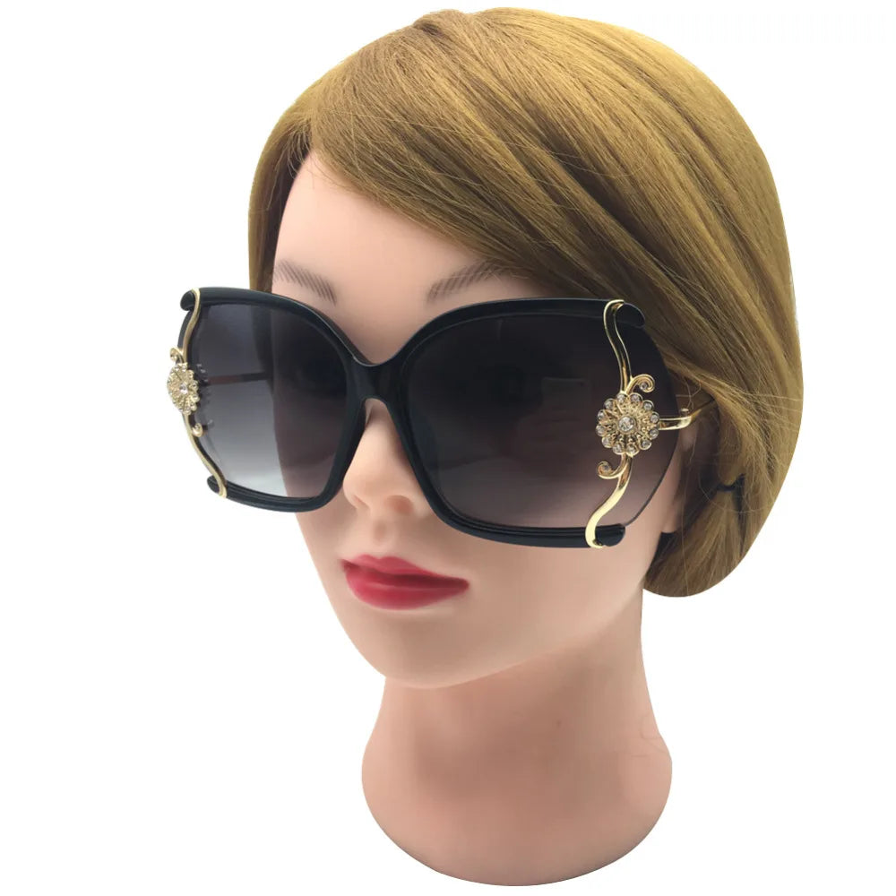 Luxury Sunglasses with Fine Lace and Rhinestone Decoration