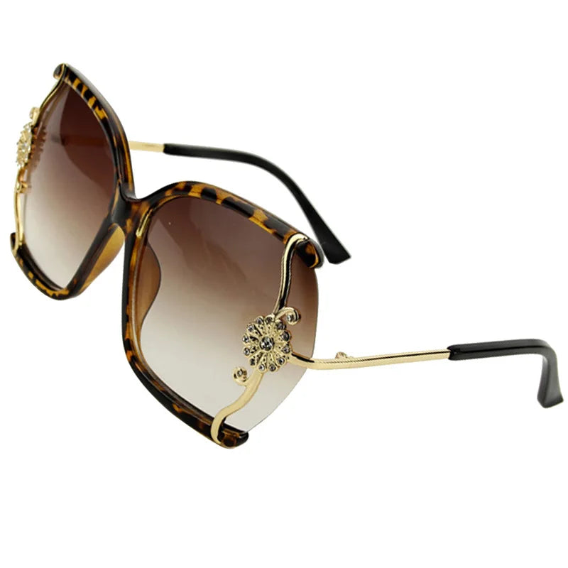 Luxury Sunglasses with Fine Lace and Rhinestone Decoration