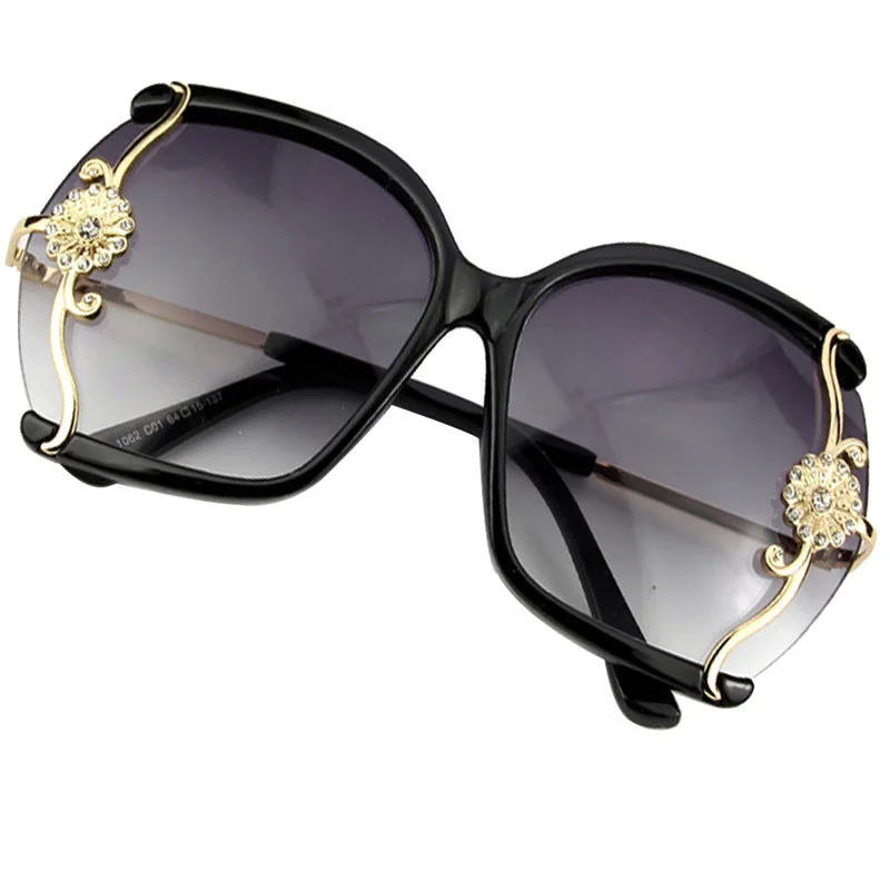 Luxury Sunglasses with Fine Lace and Rhinestone Decoration