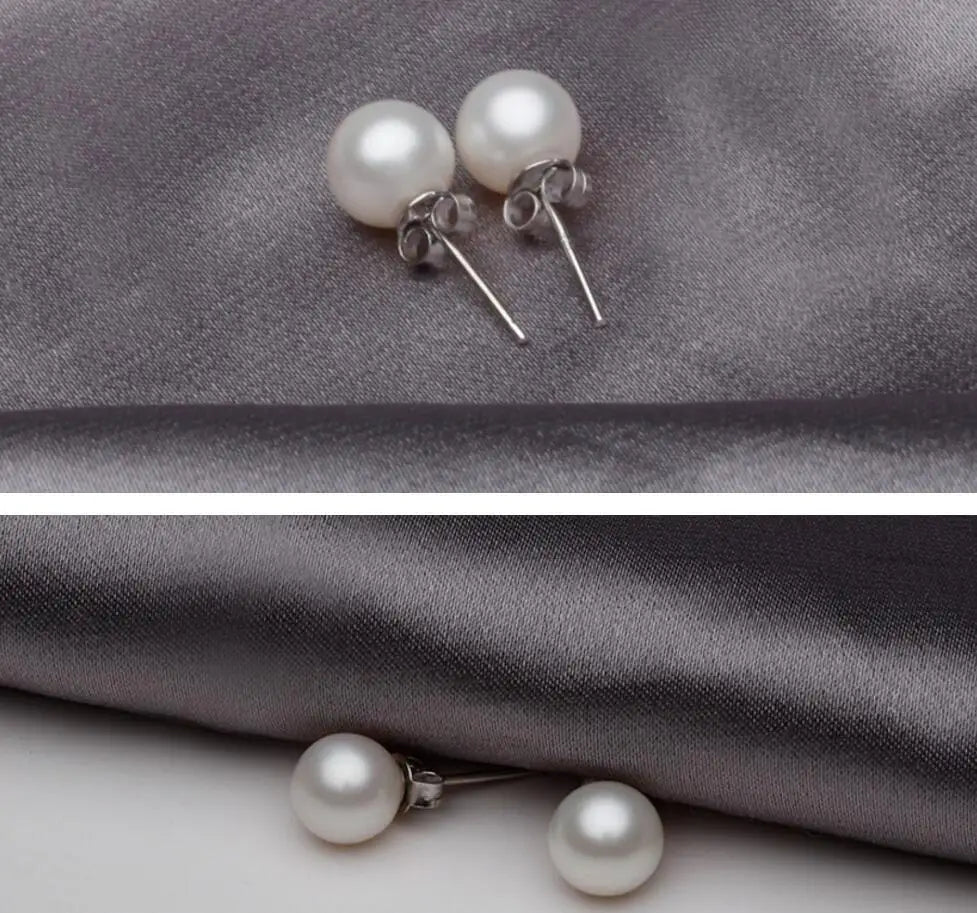 Freshwater Cultured Pearl Button Ball Stud Earrings