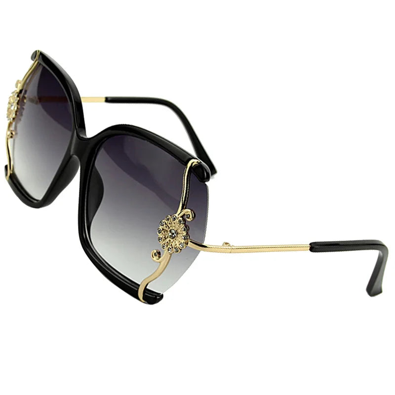 Luxury Sunglasses with Fine Lace and Rhinestone Decoration