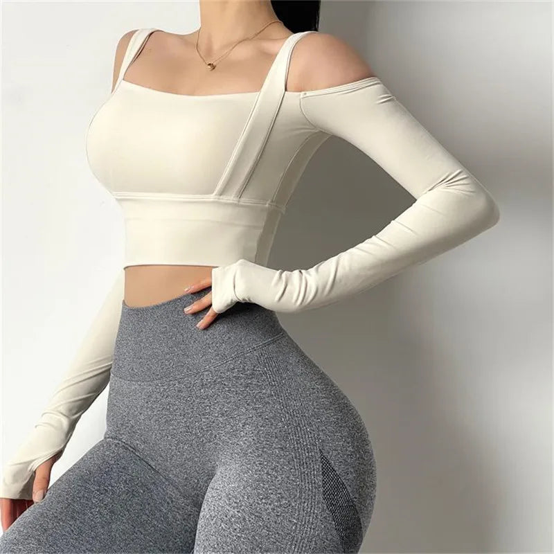 Strapless Sports Shirts Long Sleeve Dry Tank Top