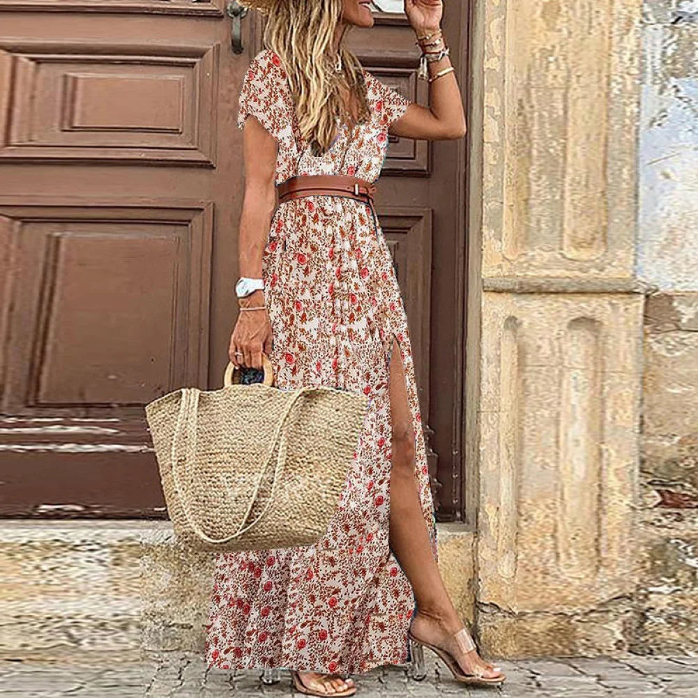 Boho Women Paisley Print with belt