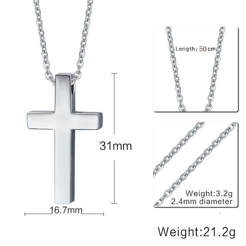 Vnox Classic Blank Cross Necklaces