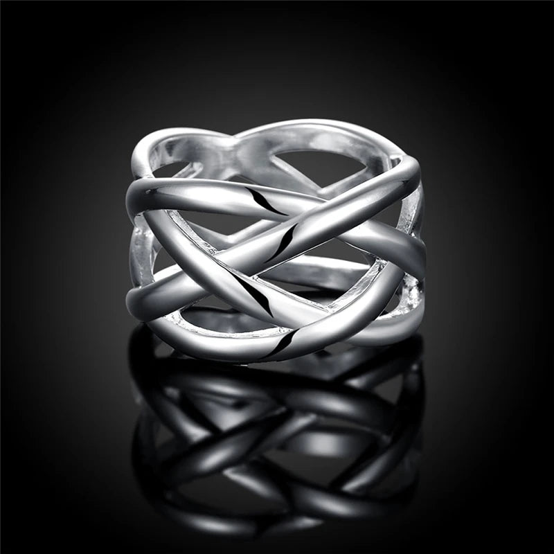 Sterling Silver Cross Intertwined Ring For Women