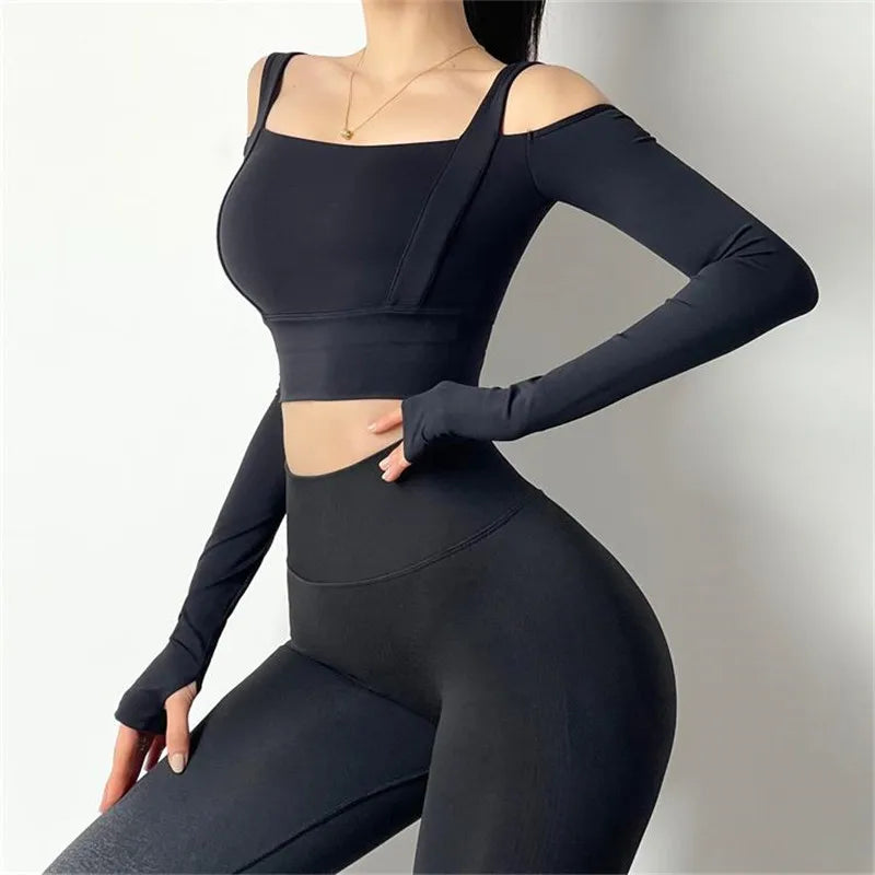 Strapless Sports Shirts Long Sleeve Dry Tank Top