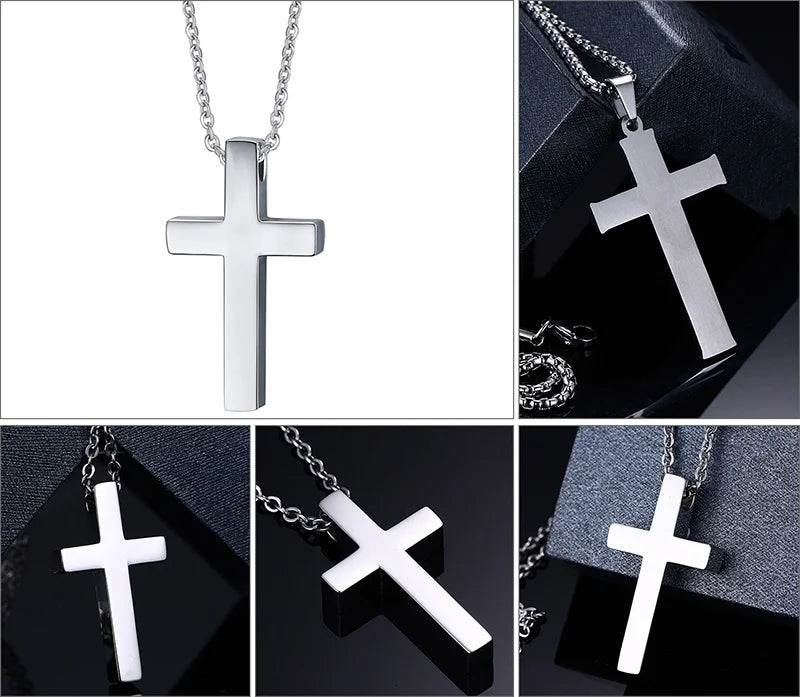 Vnox Classic Blank Cross Necklaces