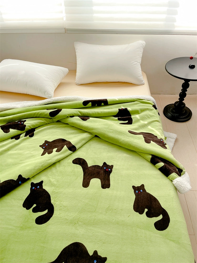 Night Cat Kooky Style Cashmere Blanket