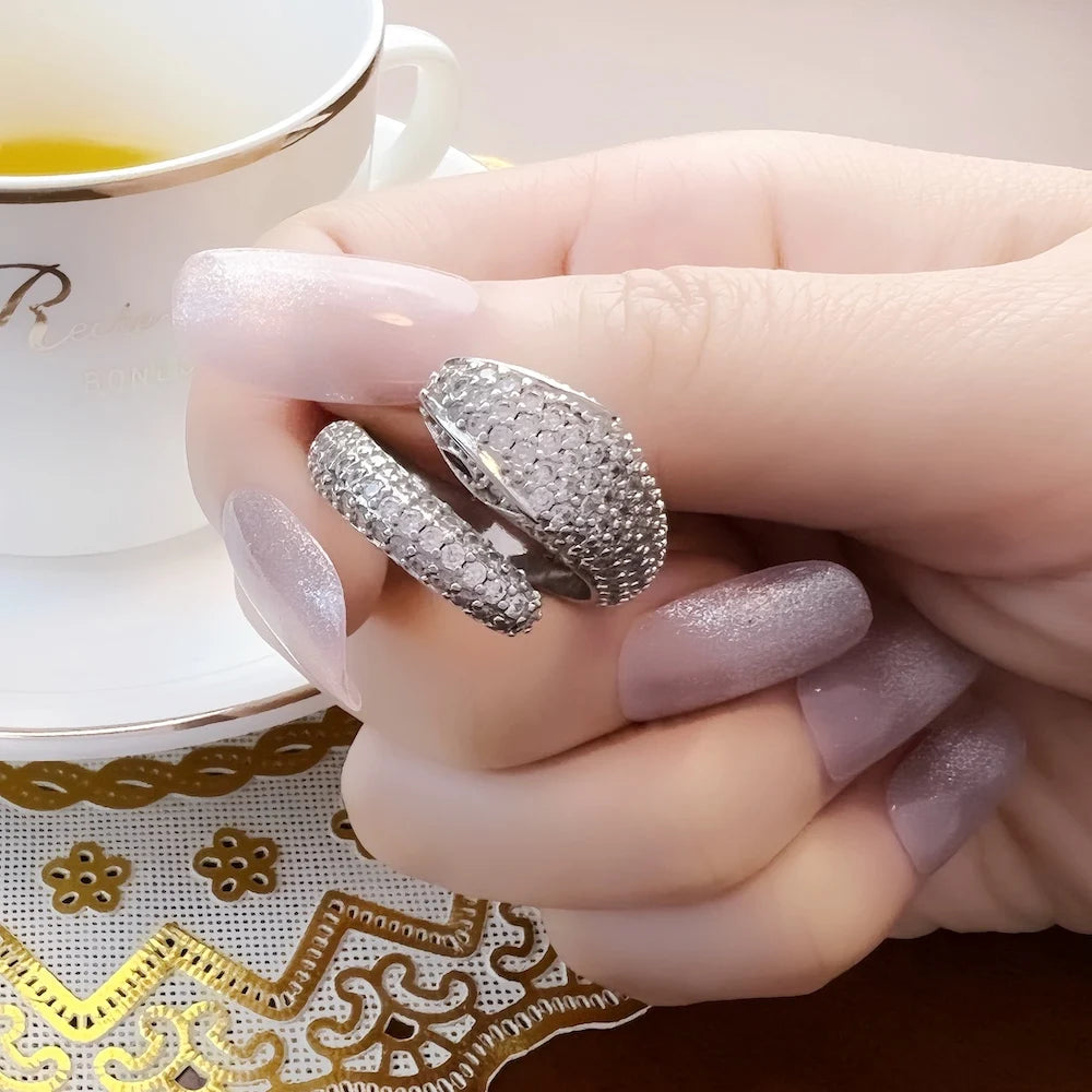 Snake Pave White Rings Europe Style Glam Fashion Good Jewelry For Women