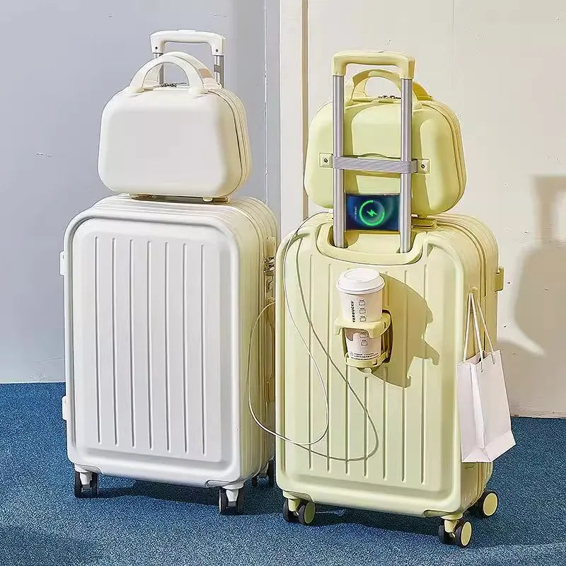 Suitcase USB Charging Port with Cup Holder