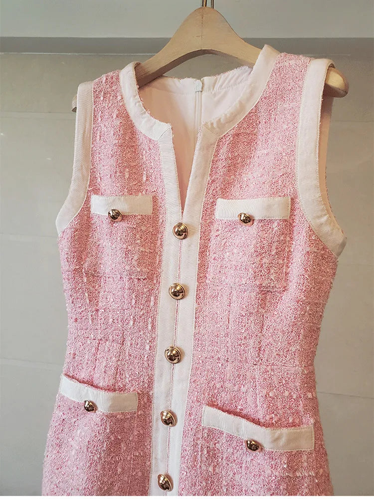 Sweet Girls Pink Tweed Dress