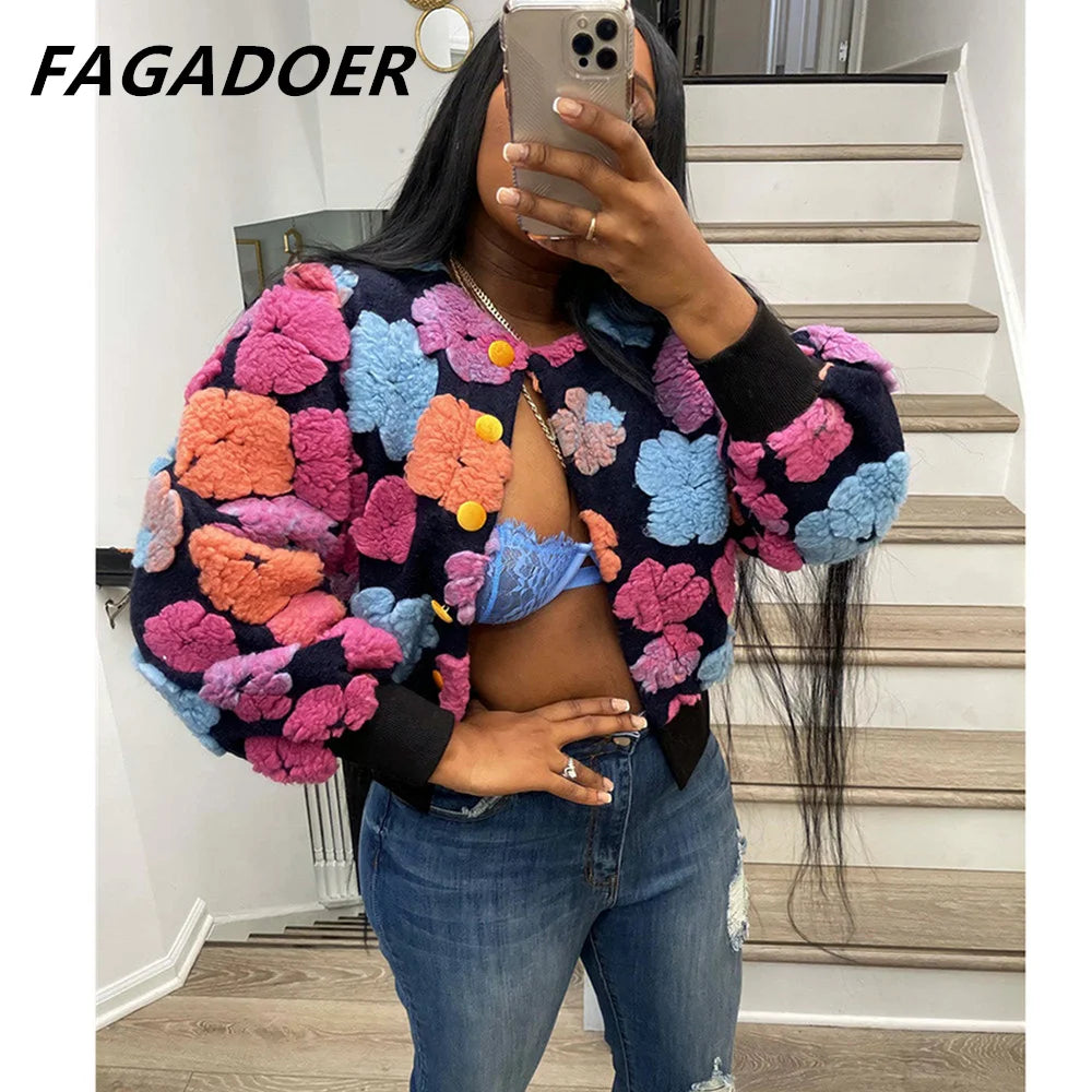 Floral Appliques Long Sleeve Jacket