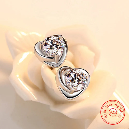 Crystal Heart Stud Earrings