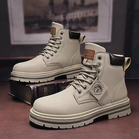 Men Ankle Boots Platform  Shoes High Top Martin Boots