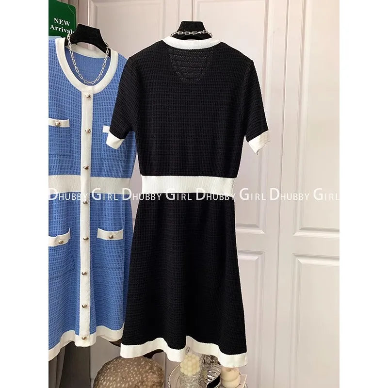 Short Sleeve O-Neck Slim Knitting Dress