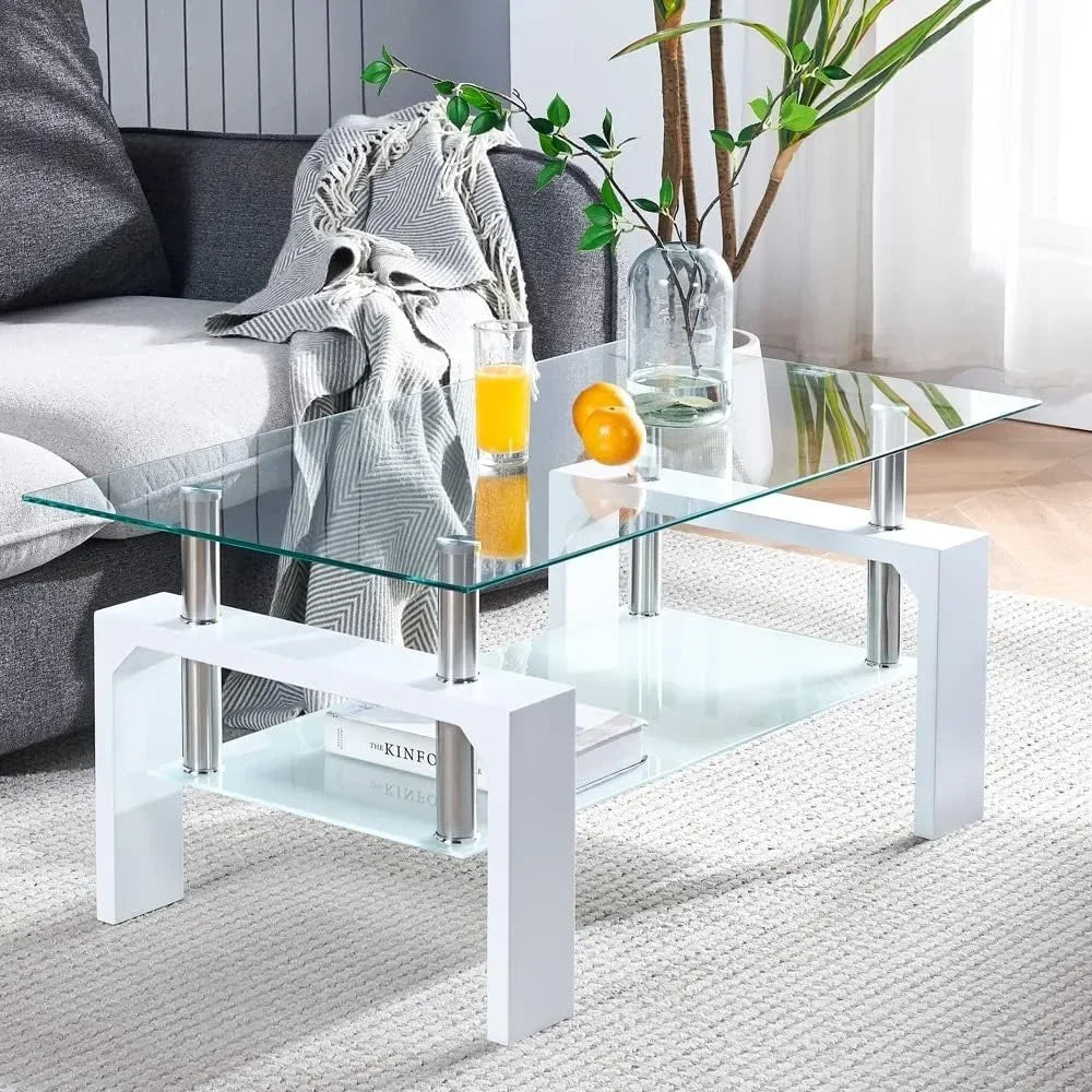 Rectangle Coffee Table with Wooden Leg,