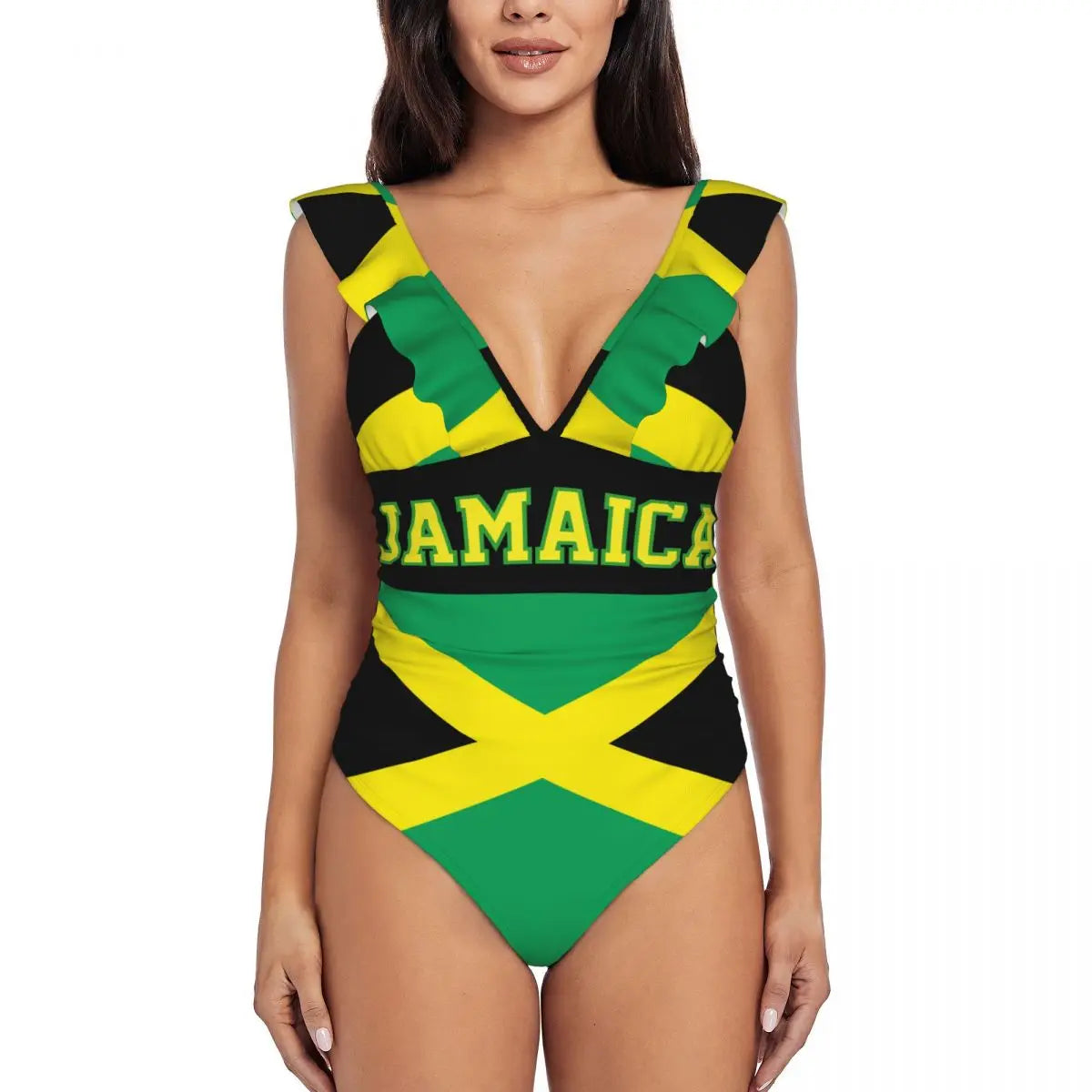 Jamaica Flag Ruffle Swimsuit