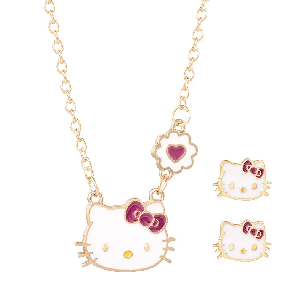 Hello Kitty Necklace Earrings Set