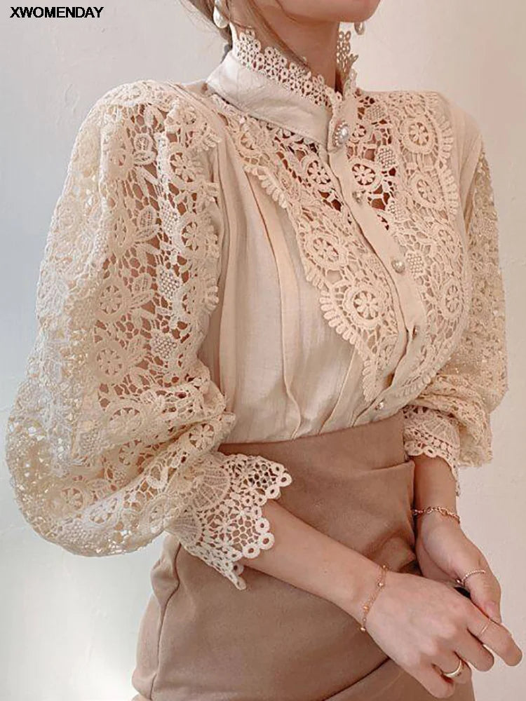 Chiffon Button Turtleneck Shirt