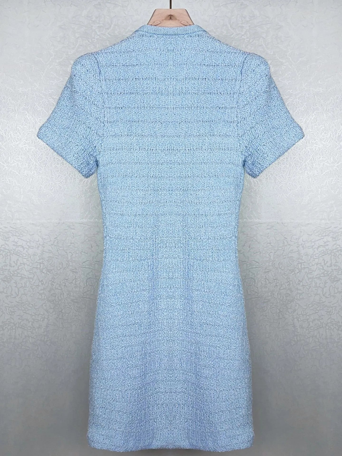 Blue Knitted Short Sleeve Dress