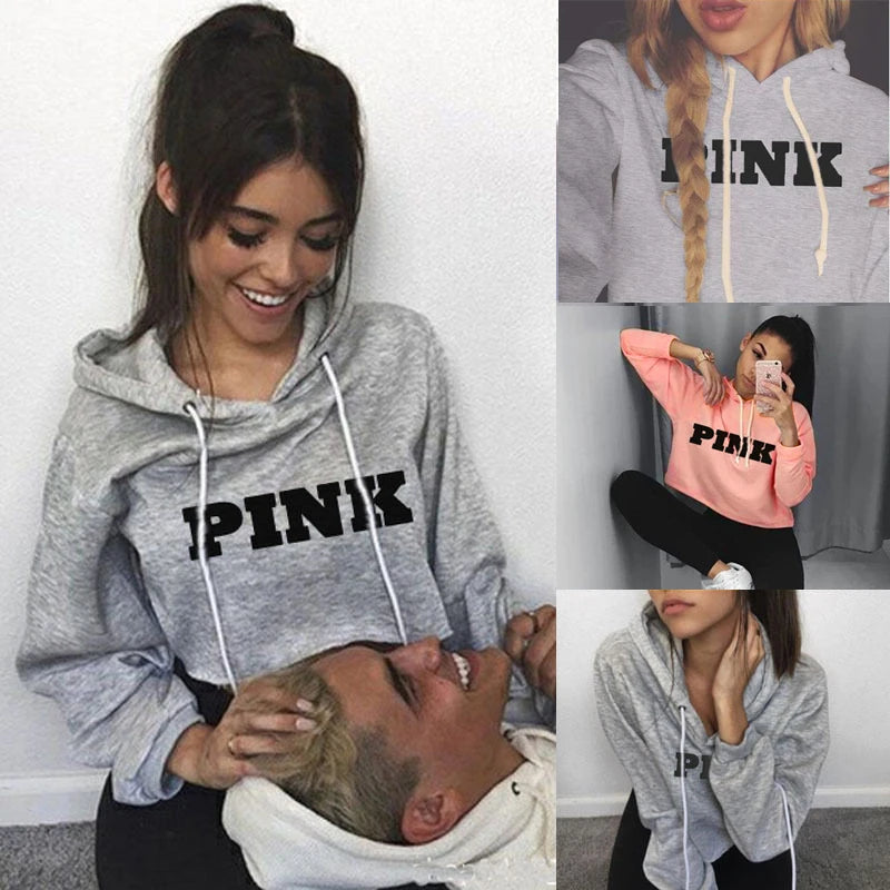 Monogrammed Long-sleeved Midriff-cut Hoodie