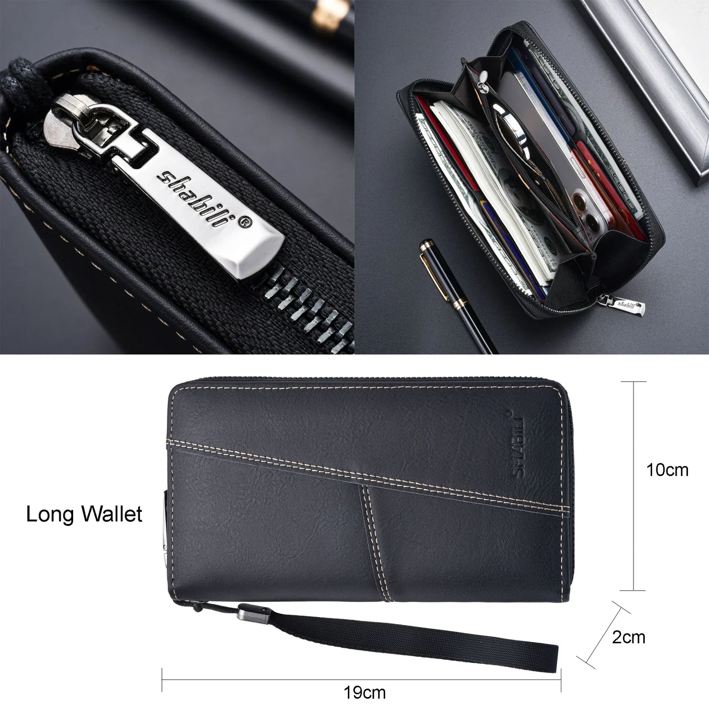 Men Leather Wallets Long Design