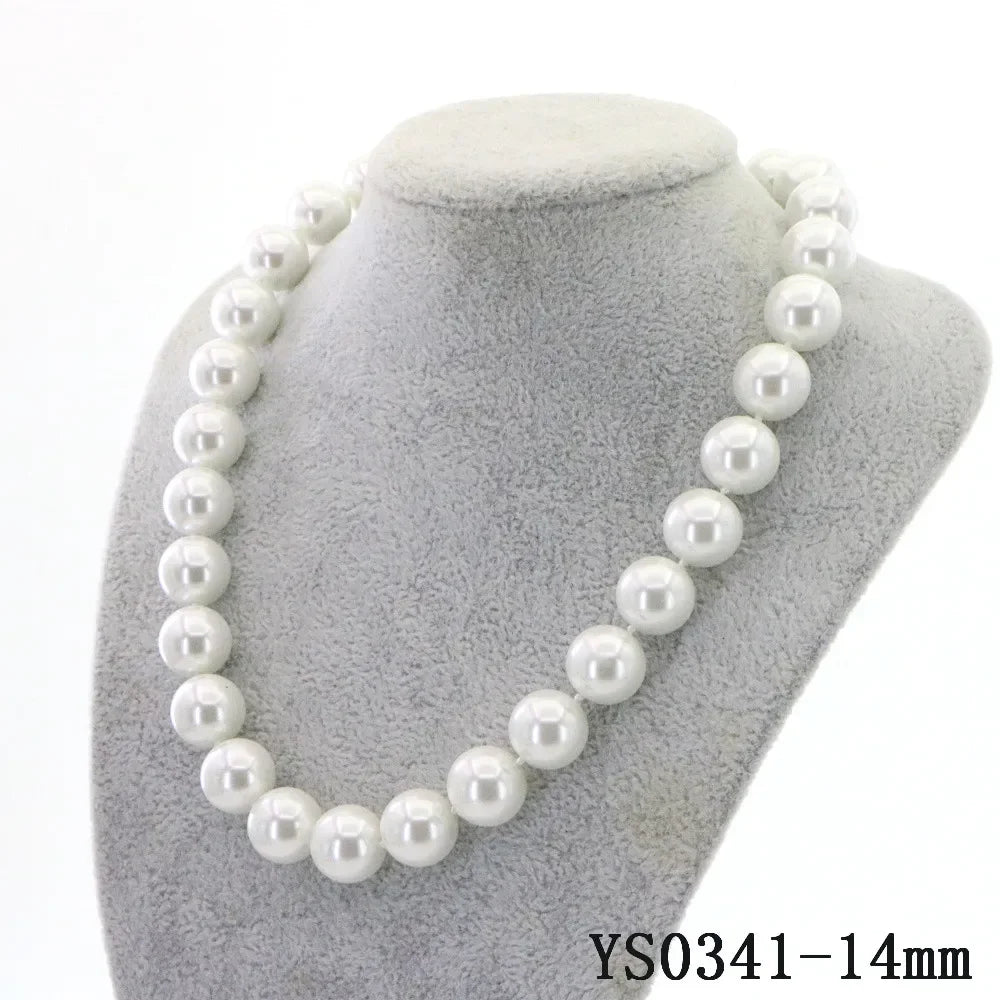 Big Pearl Necklaces 8-16mm Beads White Shell Pearl