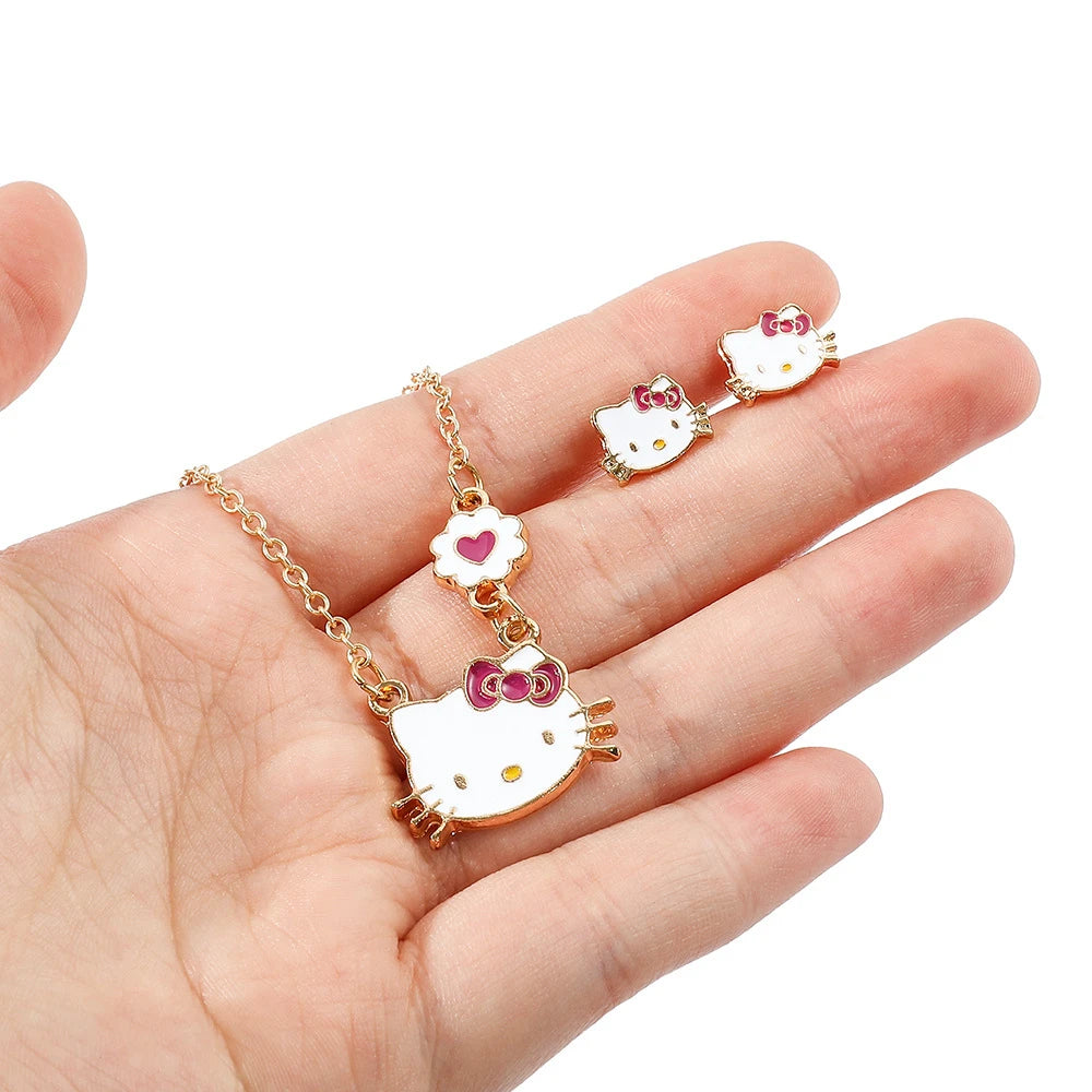 Hello Kitty Necklace Earrings Set