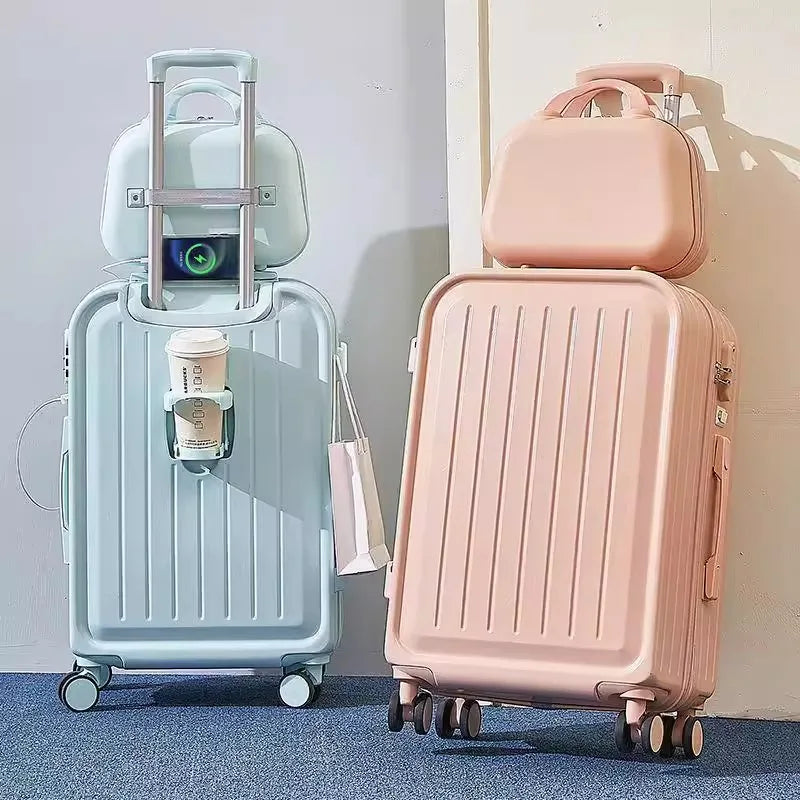 Suitcase USB Charging Port with Cup Holder