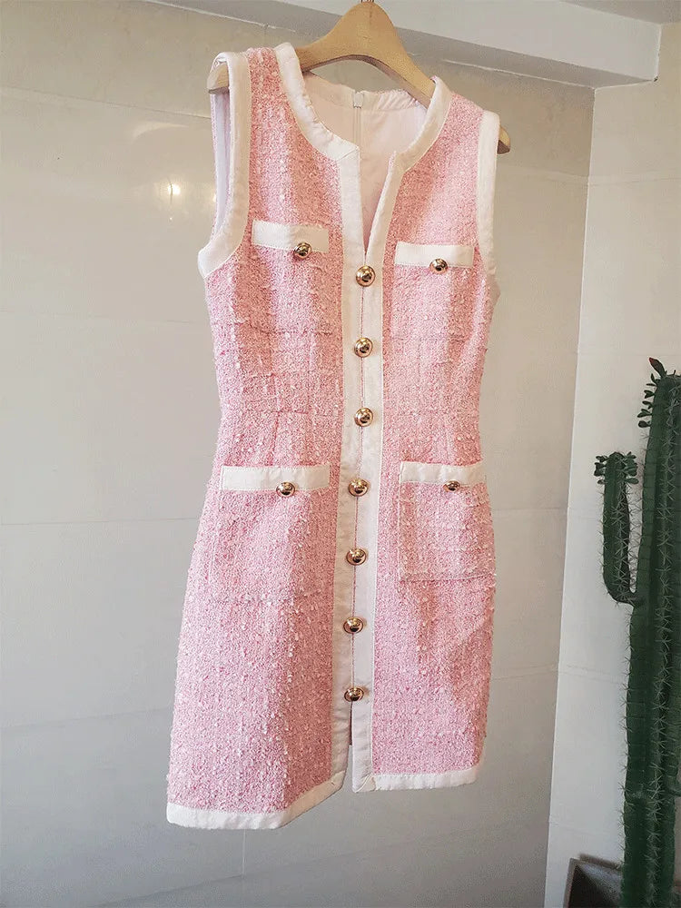 Sweet Girls Pink Tweed Dress