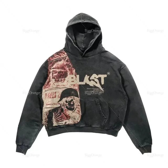 Oversized Letter Print Streetwear Hoodie