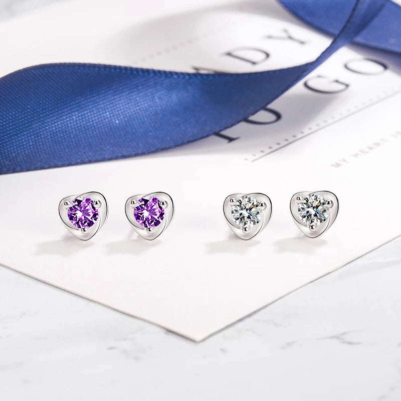 Crystal Heart Stud Earrings