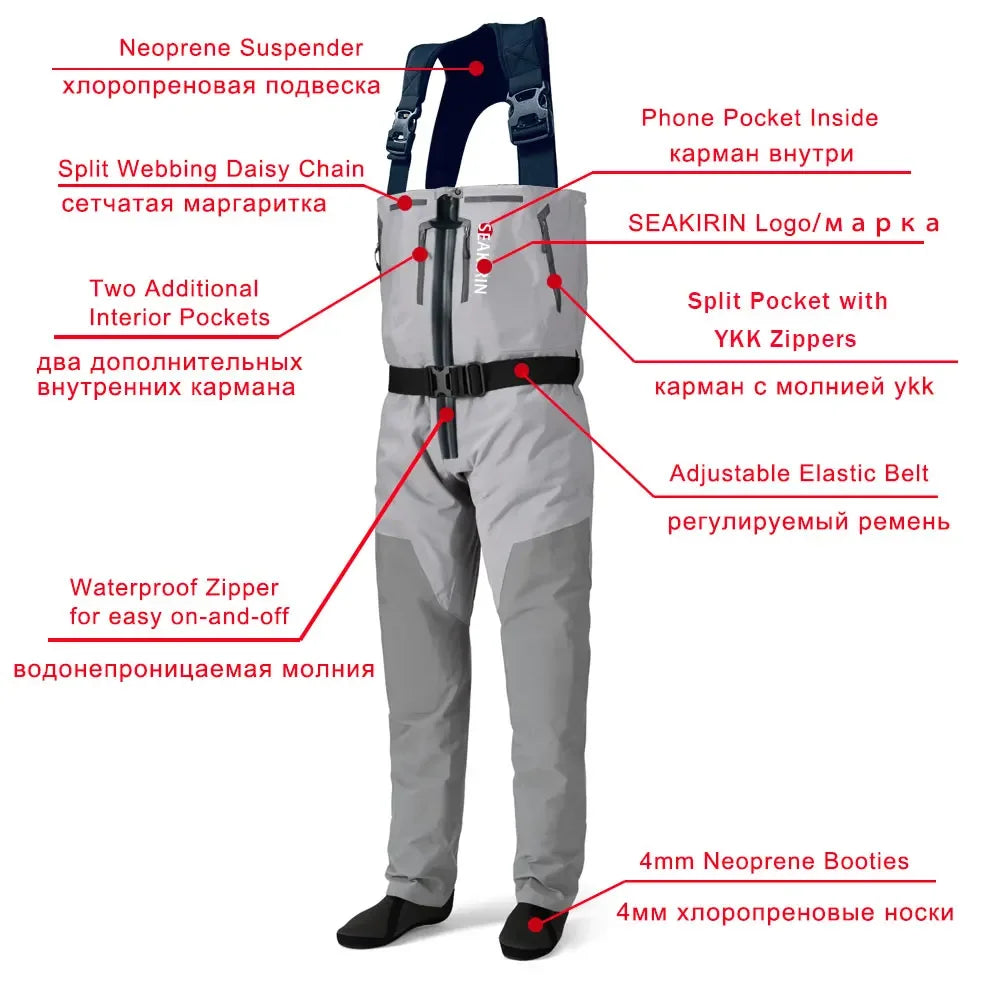 Breathable Zip-Front Chest Fishing Waders