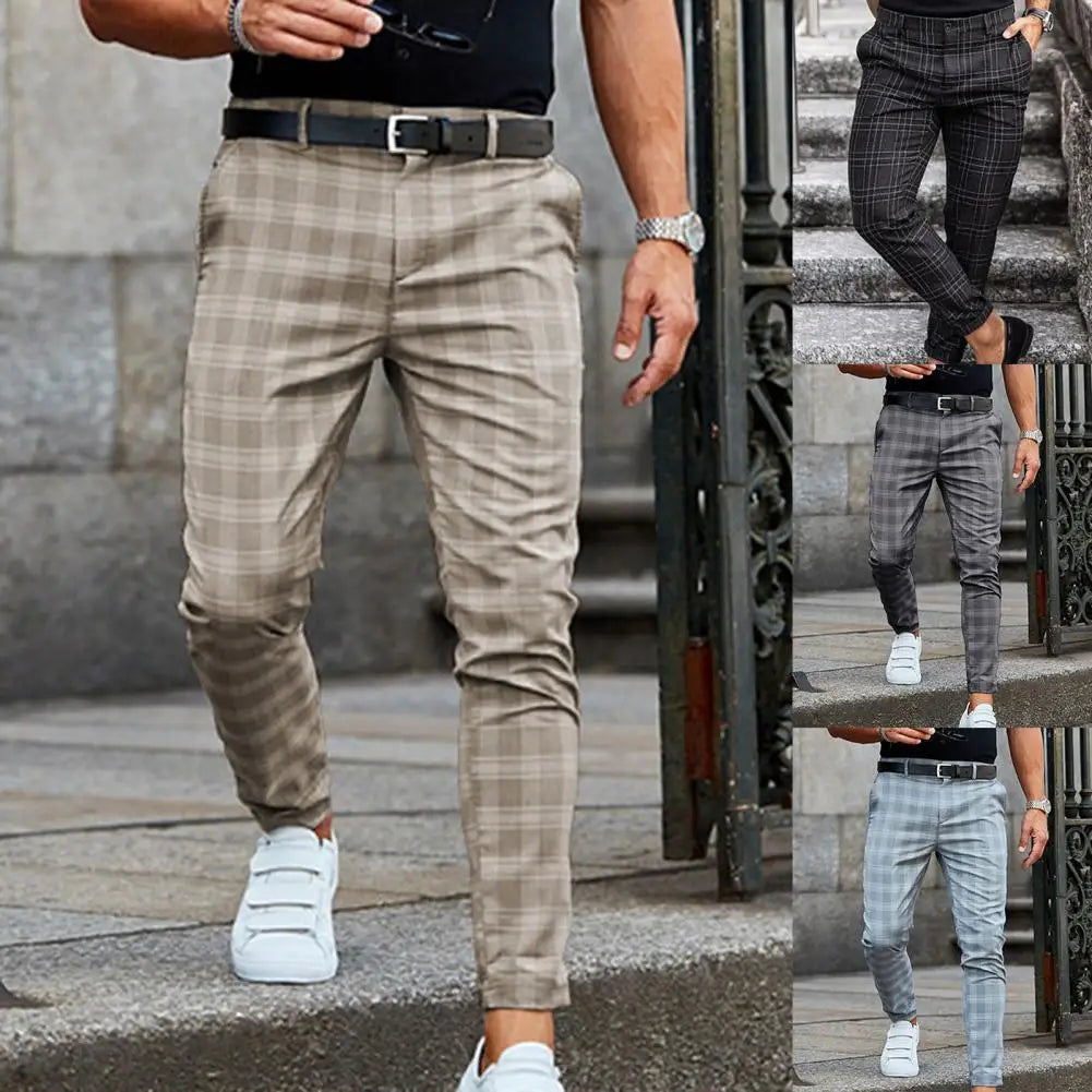 Checkered Pattern Fashion Men Trousers