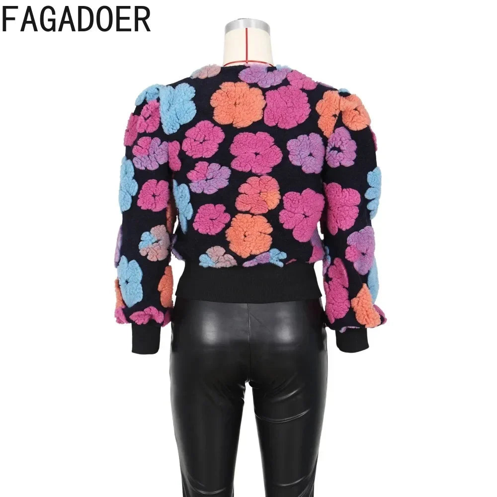 Floral Appliques Long Sleeve Jacket