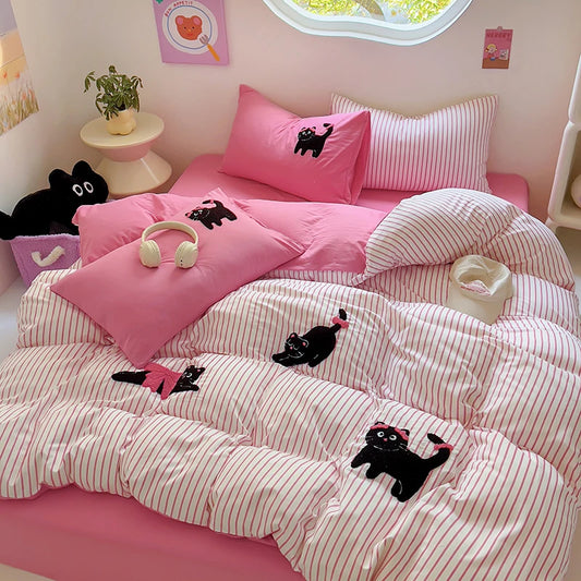 Kawaii Cat Bedding Set Duvet Cover