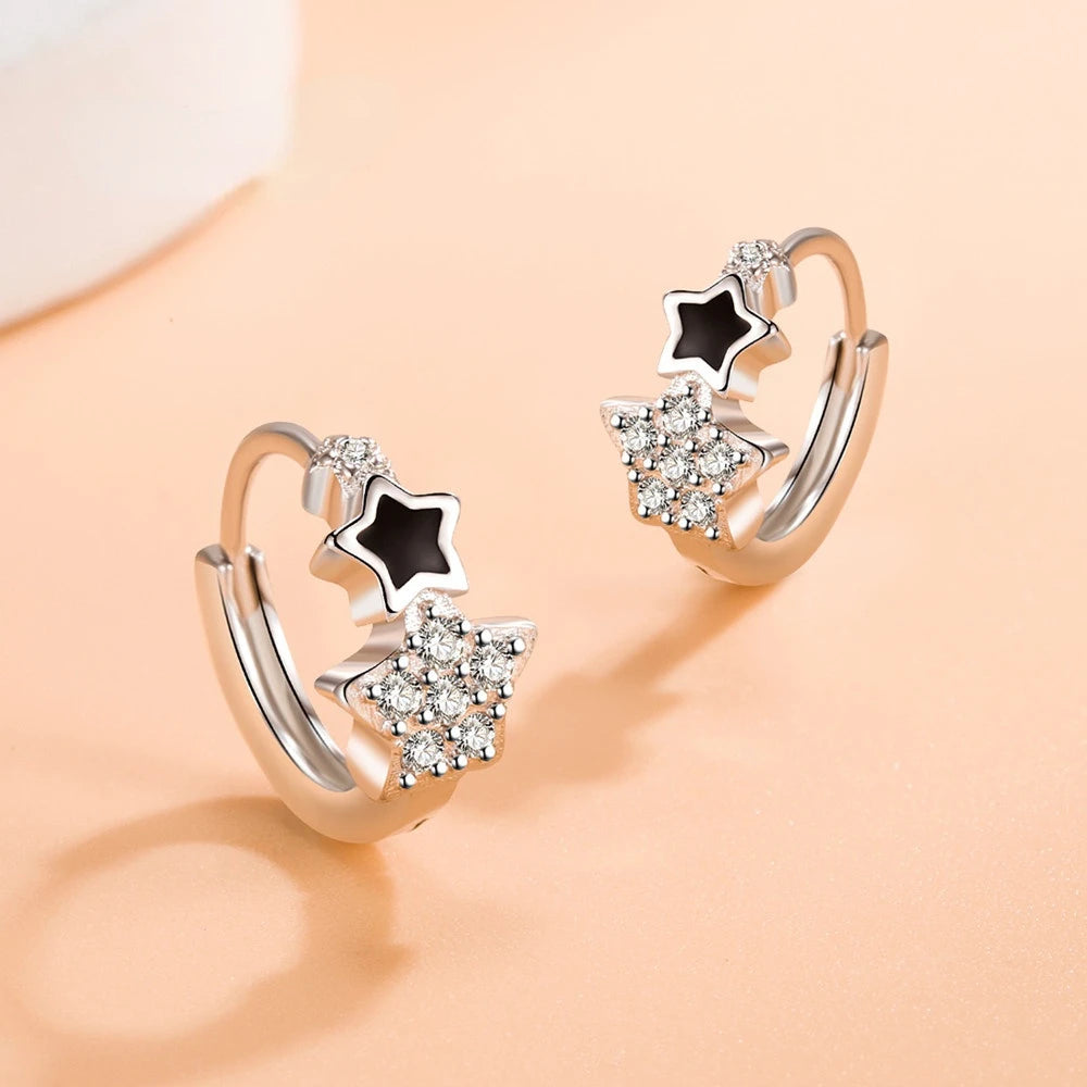 Black Five-pointed Star Earrings