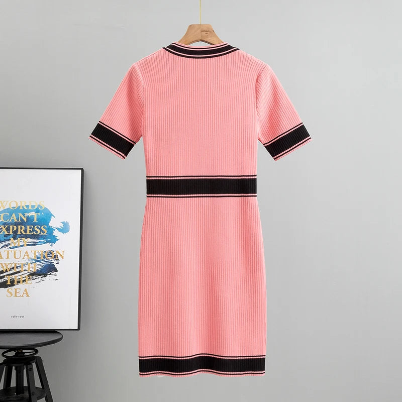 Retro hip-covering mid-length dress