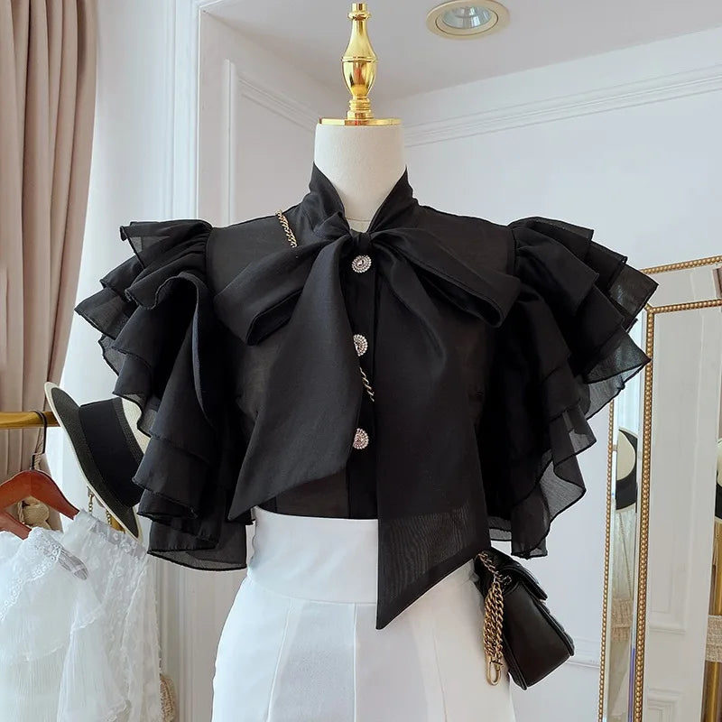 Ruffles Short Sleeve Elegant Shirts