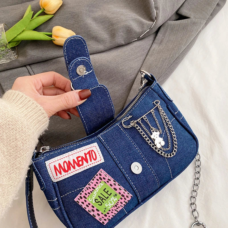 Denim Underarm bag