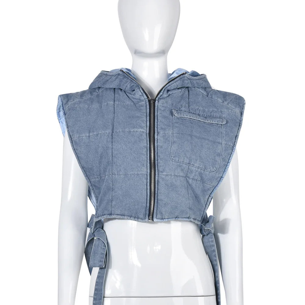 Sleeveless Side Lace Up Vest Jacket