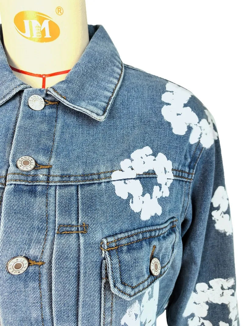 Floral Print Denim Jacket