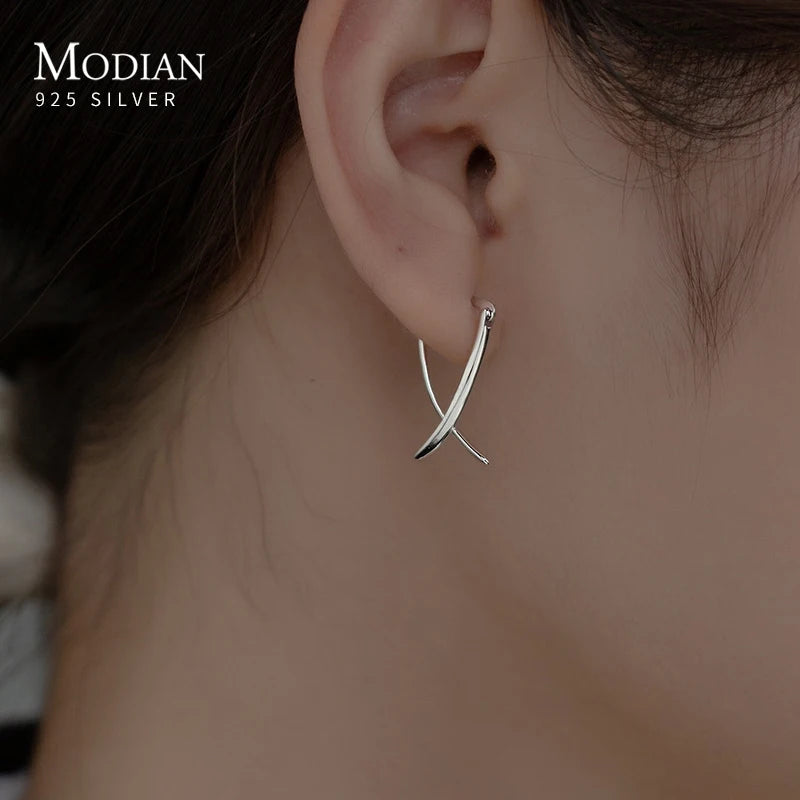 Sterling Silver Simple Abstract Style Ear Buckles