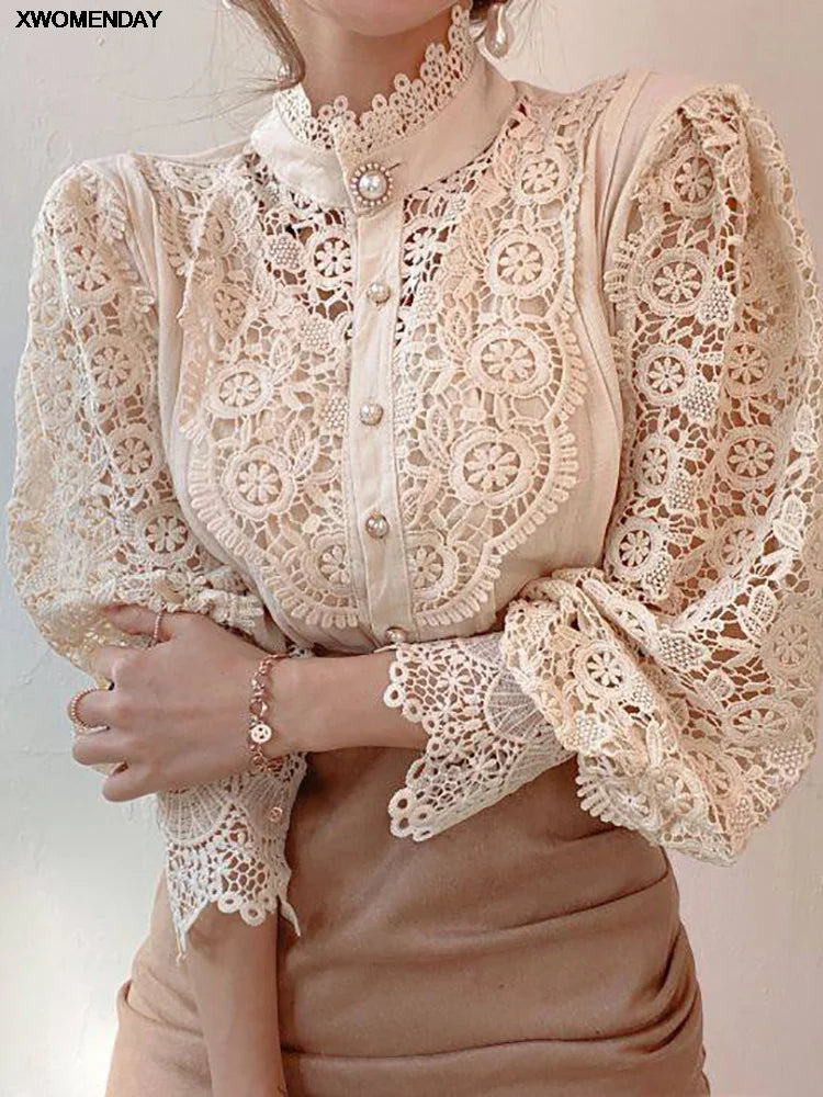 Chiffon Button Turtleneck Shirt