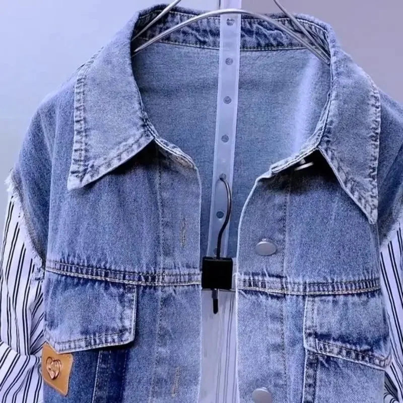 Fashion Striped Denim Jacket