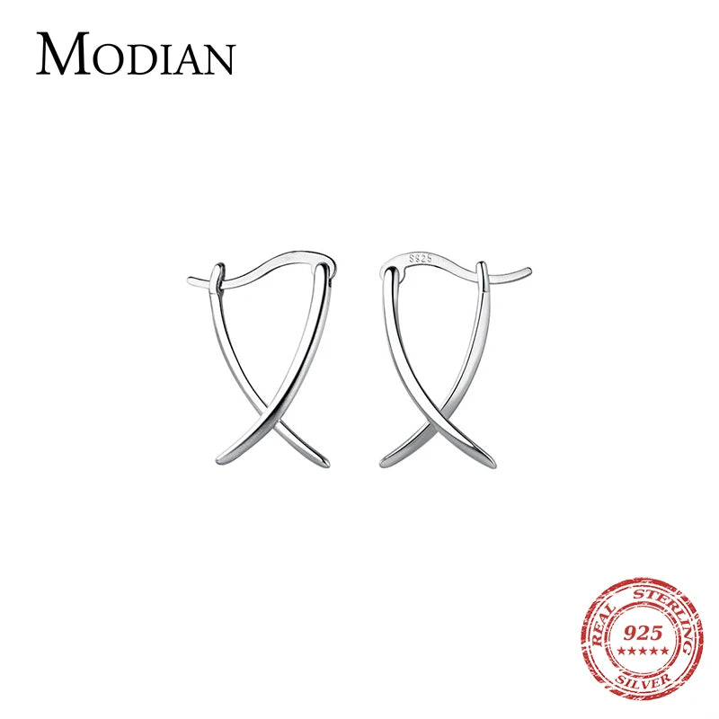 Sterling Silver Simple Abstract Style Ear Buckles