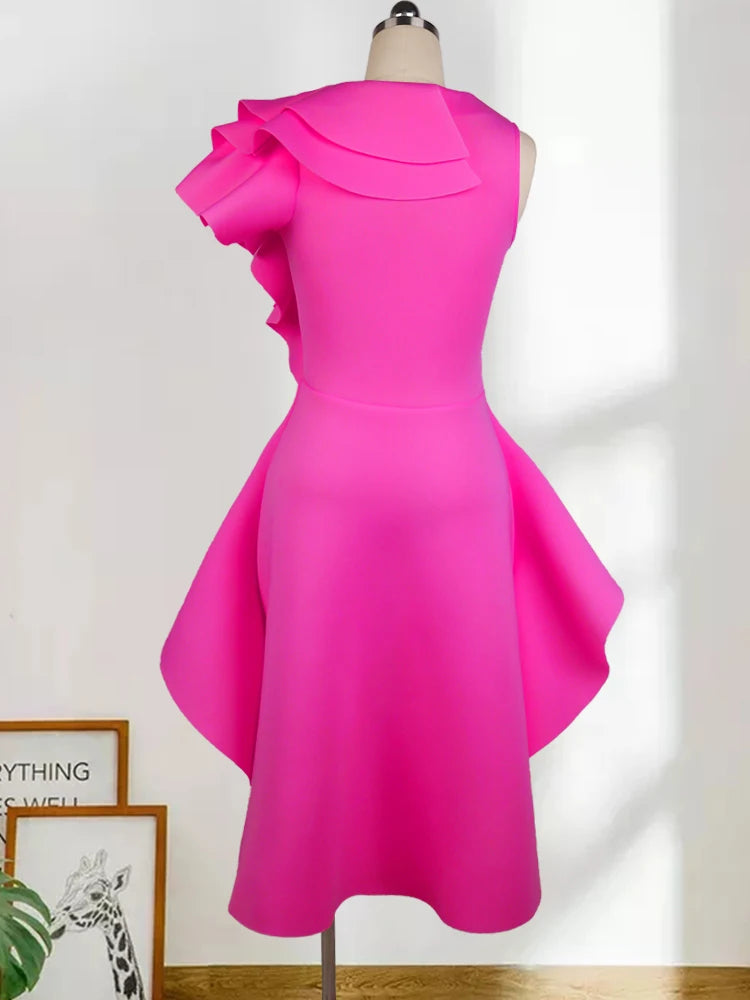 Pink Plus Size Ruffle Gowns