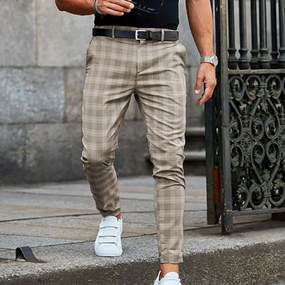 Checkered Pattern Fashion Men Trousers