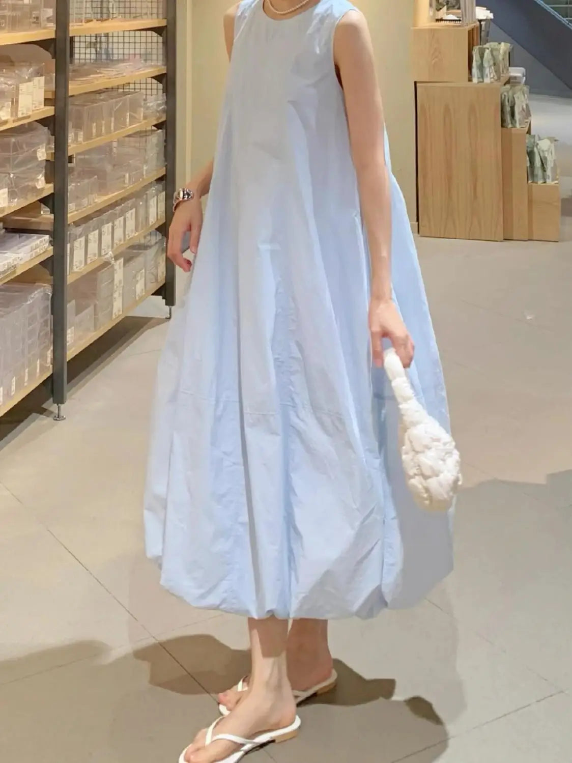 Sweet and Loose A-line Skirt, Fluffy Flower Bud Dress