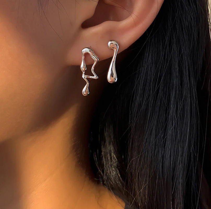 Asymmetric Lava Earrings